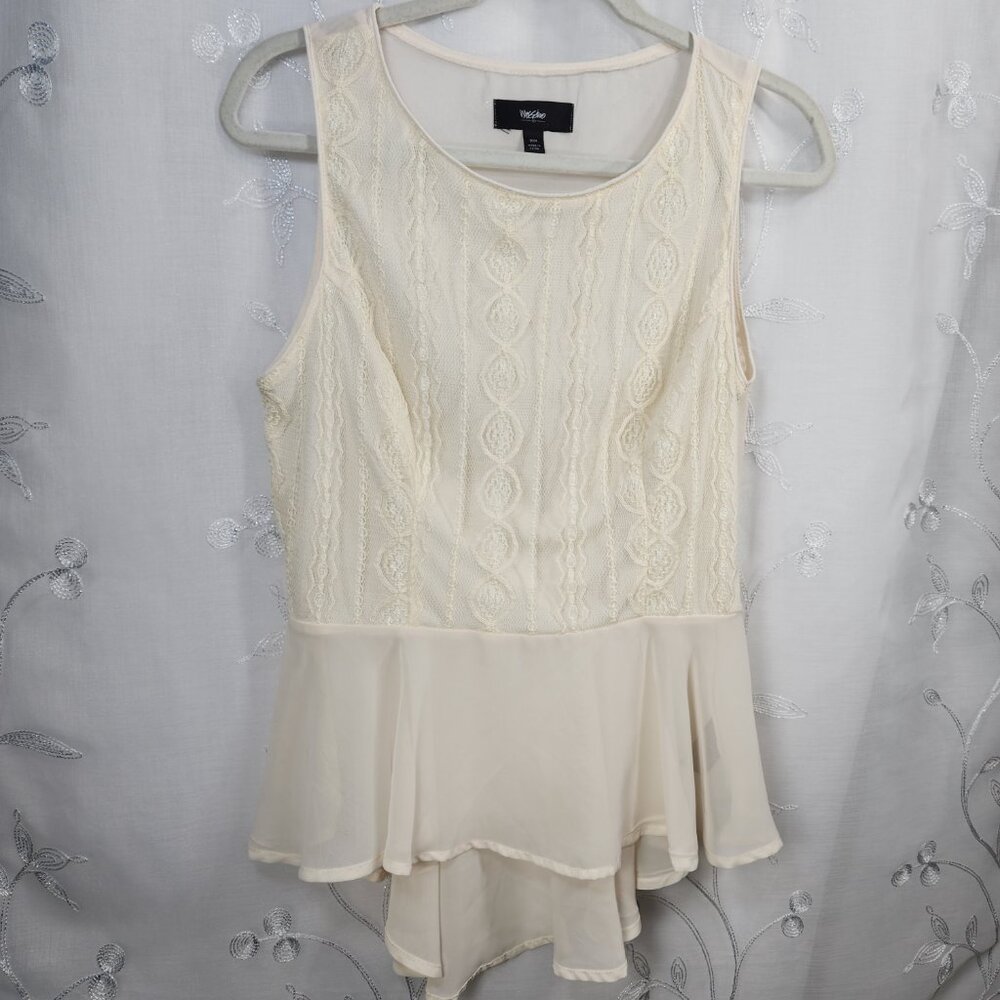 Mossimo  Sleeveless Lace, Peplum, Hi-low Blouse.